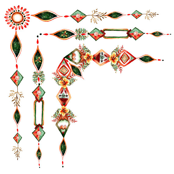 Pattern border indian bohemian. Boho clipart borders