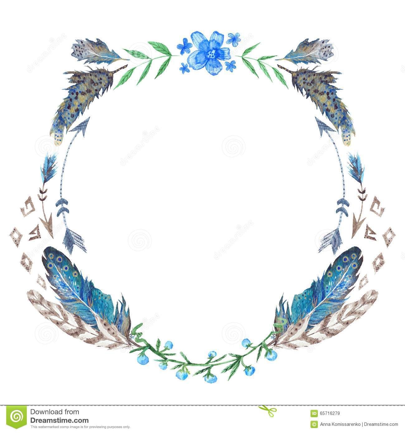 Watercolor wreath download from. Boho clipart borders