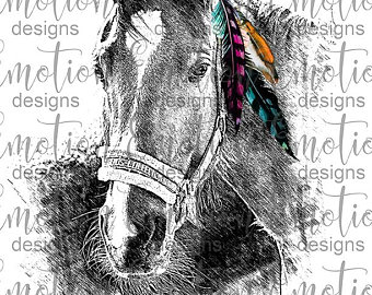 Boho clipart horse. Etsy feathers png instant