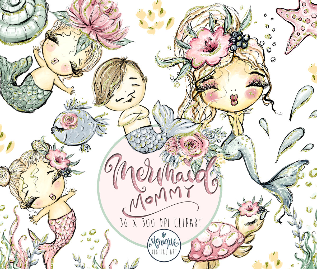 Boho clipart mermaid. Glittermother and babygirls room