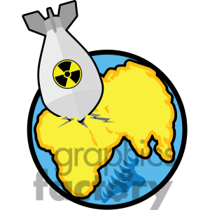 Nuclear explosion animated pencil. Bomb clipart catoon