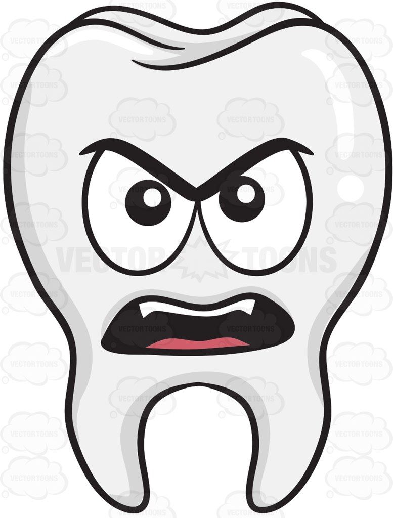 Angry vector and teeth. Bone clipart bone tooth