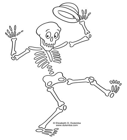 Skeleton drawing for kids. Bones clipart easy