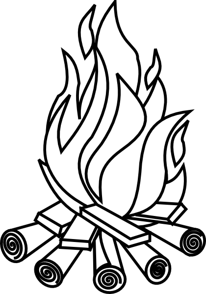 bonfire clipart black and white
