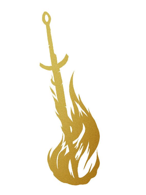 Metallic gold vinyl decal. Bonfire clipart dark souls