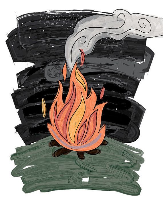 bonfire clipart watercolor