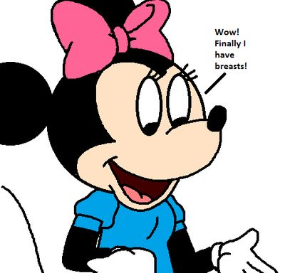 Boobs clipart mickey mouse. Minnie with her new