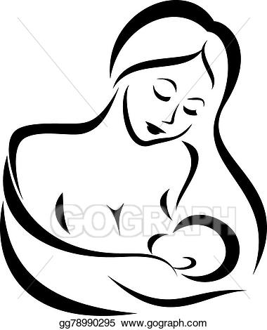 Vector stock and breast. Boobs clipart mother breastfeeding baby