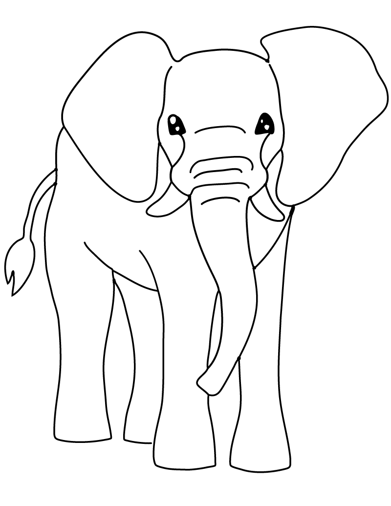 E clipart elephant coloring page. Free printable and is