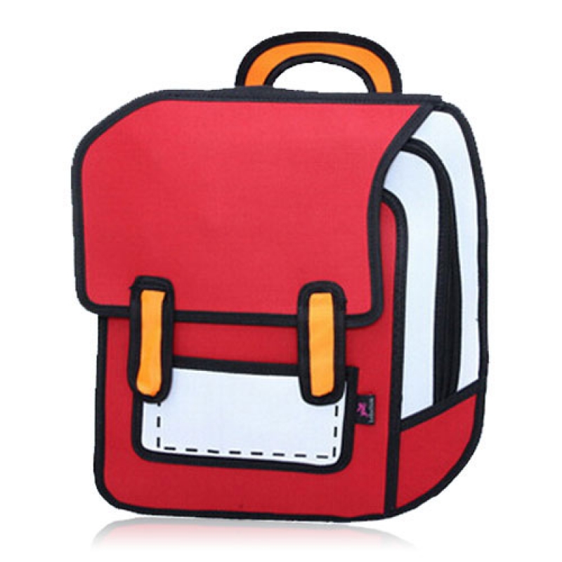 Bookbag clipart red. Creative d stereoscopic cartoon