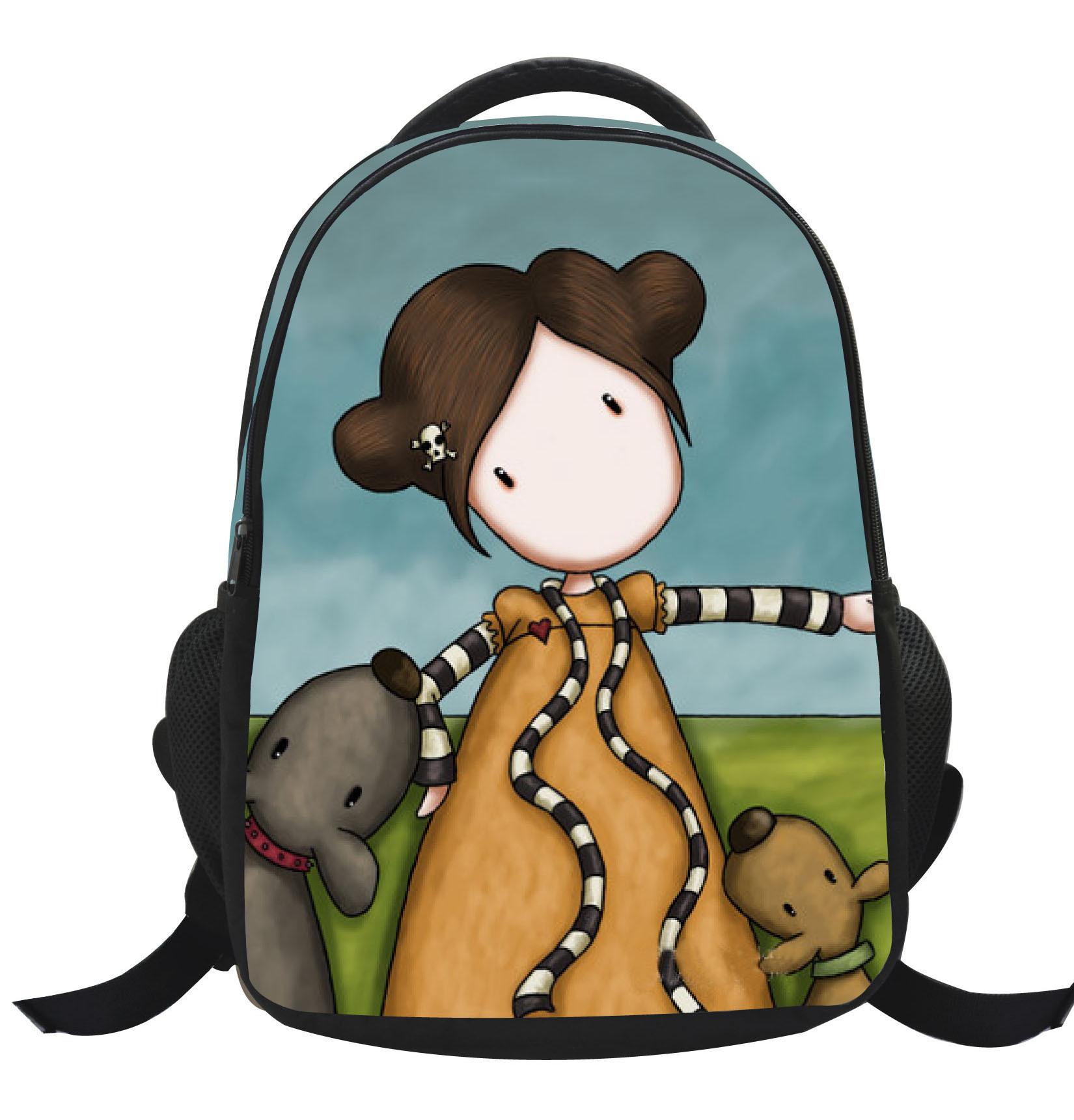 Bookbag clipart student backpack. Lovely girls pattern cartoon