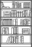 shelf of books black and white