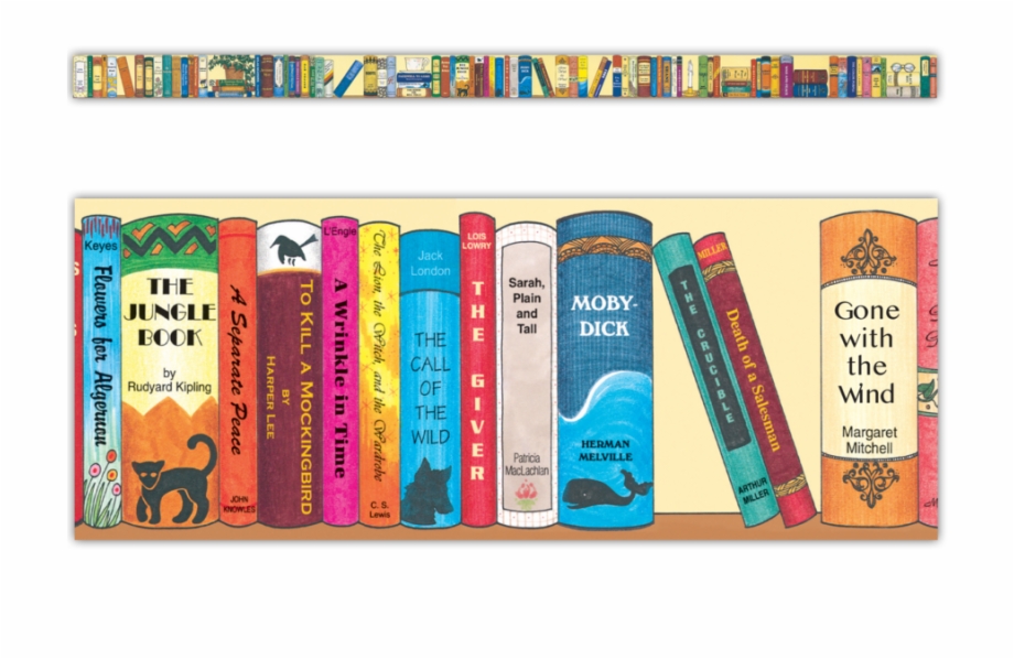 Tcry of the classics. Bookshelf clipart border