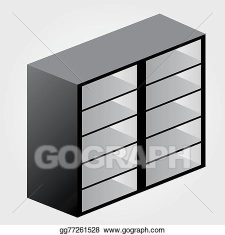 Vector art wooden design. Bookshelf clipart simple