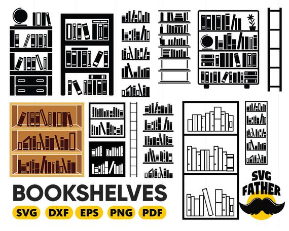 bookshelf clipart svg