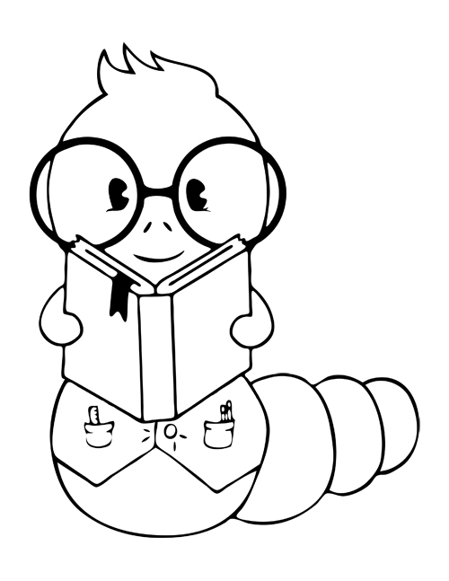 Free download clip . Bookworm clipart black and white