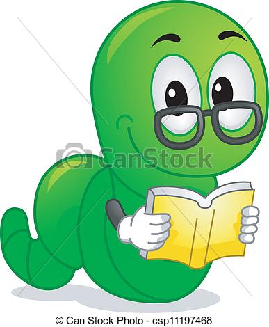 Clip art mascot illustration. Bookworm clipart boarder