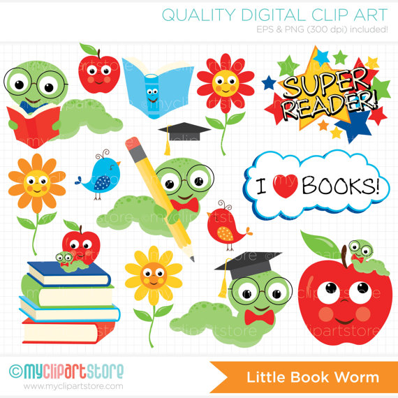 Bookworm clipart book worm. Back to school books