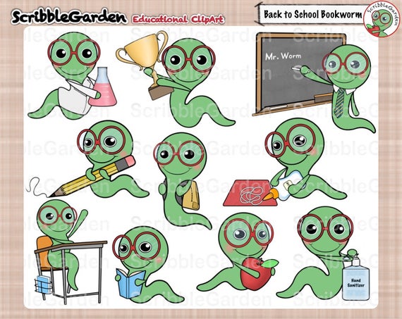 Bookworm clipart educational. Back to school 