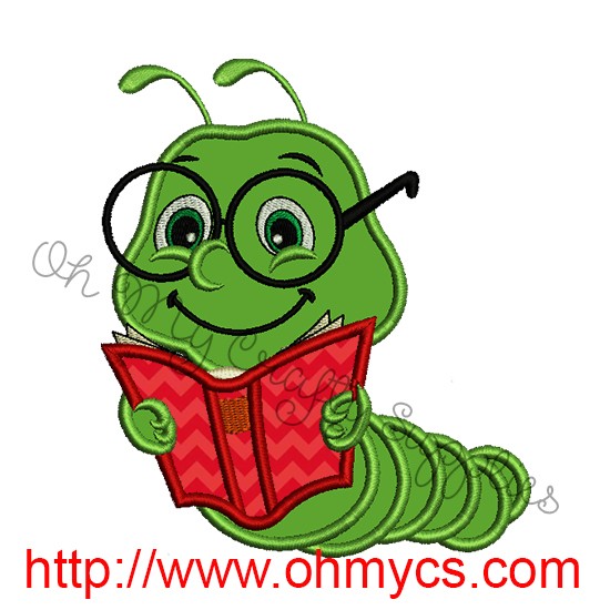 bookworm clipart embroidery