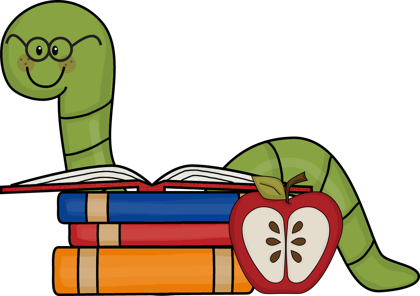 library clipart bookworm