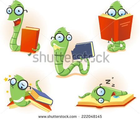 Bookworm clipart kawaii. Illustration about a funny