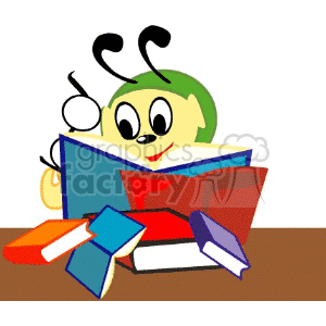 Royalty free reading books. Bookworm clipart spring