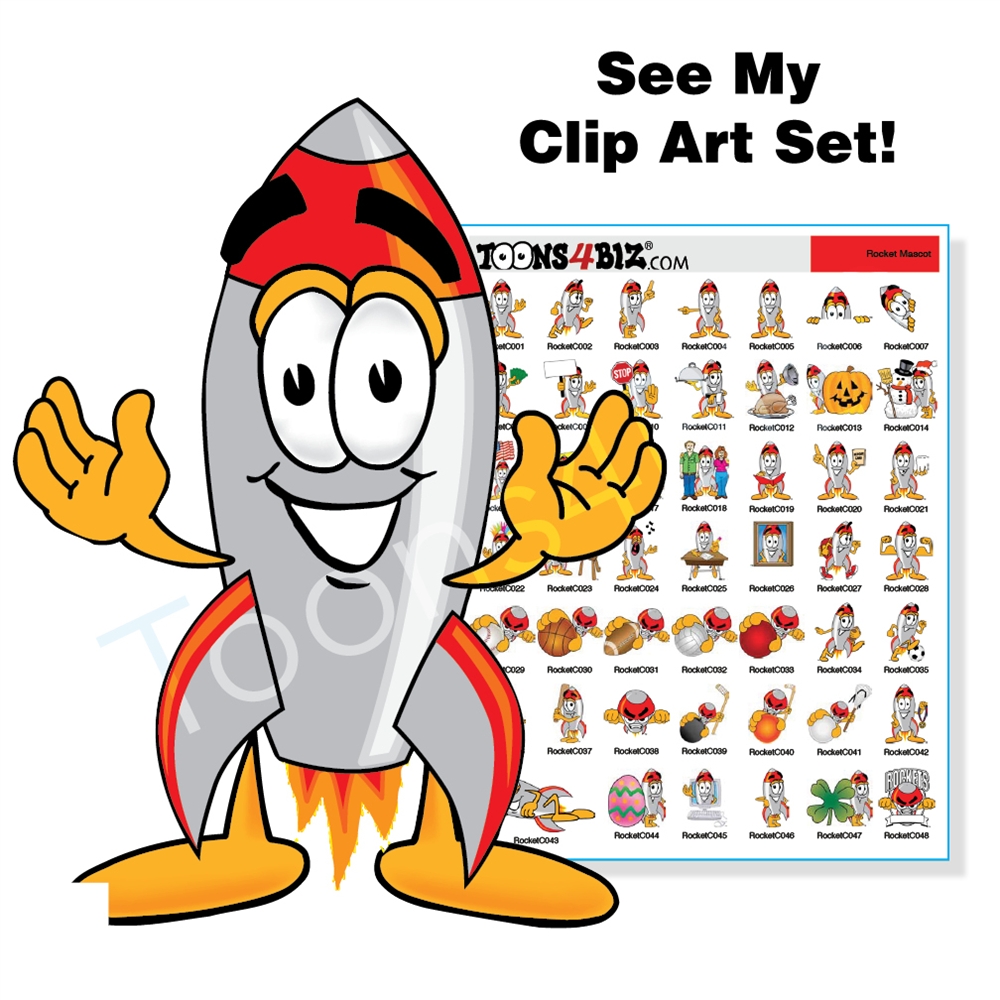 Boom clipart rocket blast. Mascot clip art bundle
