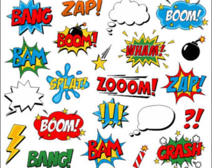 Instant download superhero clip. Boom clipart superheroclip