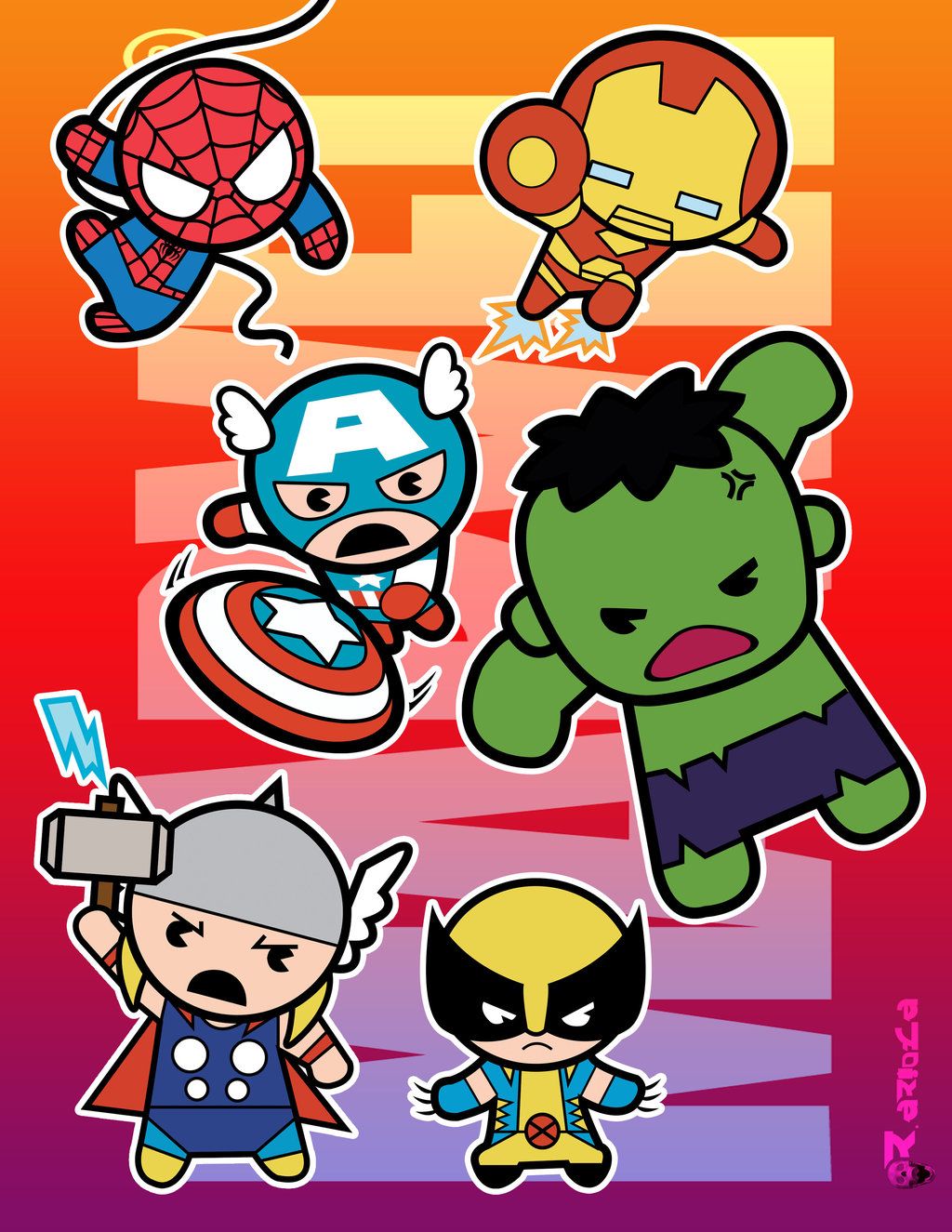 Boom clipart superheroes marvel. Chibi super heroes by