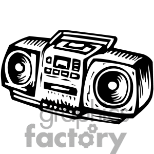 Radio microphone clip art. Boombox clipart black and white