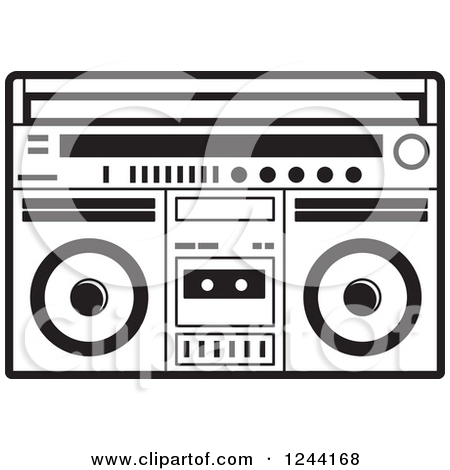 Boombox clipart black and white. 