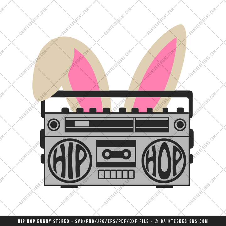 Bunny stereo easter svg. Boombox clipart hip hop