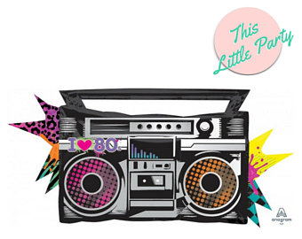 Etsy s balloon foil. Boombox clipart pink