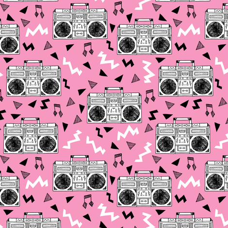 Boombox clipart pink. S music fabric print