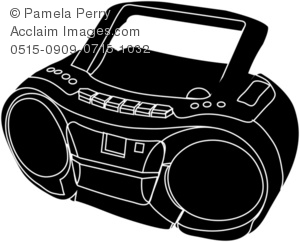 Boombox clipart silhouette. Clip art illustration of