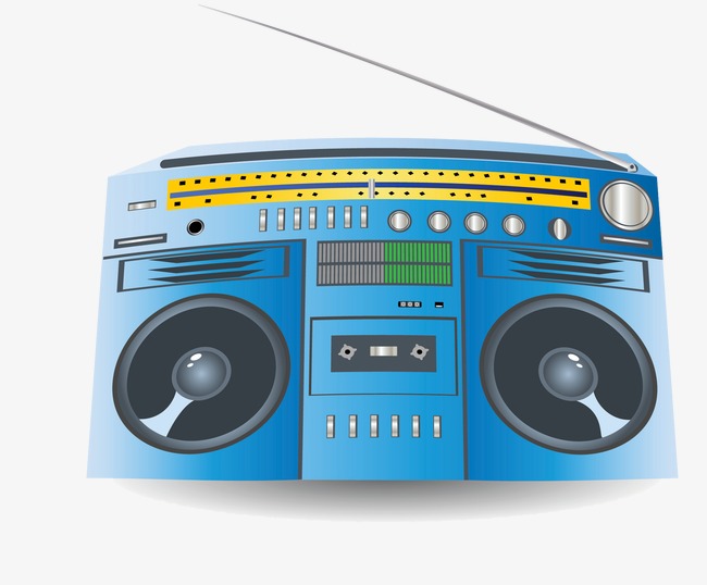Boombox clipart tape recorder. Hand drawn cartoon painted