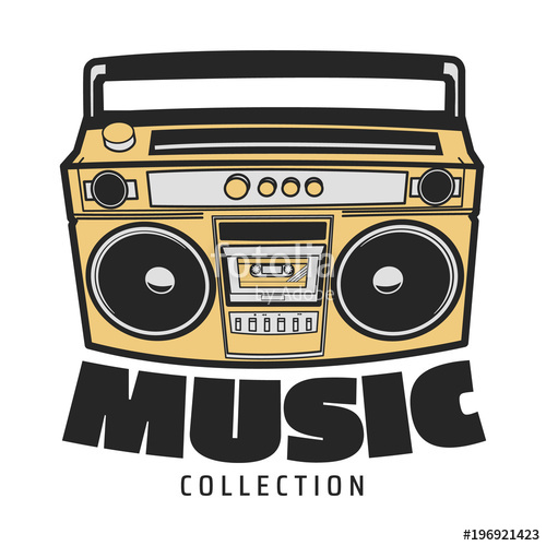 Boombox clipart tape recorder. Icon vector isolated image