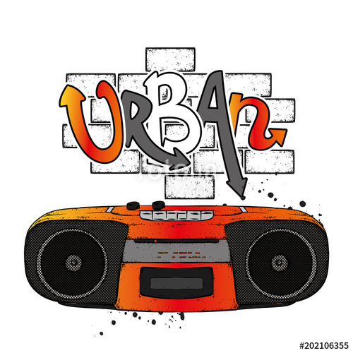 Multicolored cassette from the. Boombox clipart tape recorder