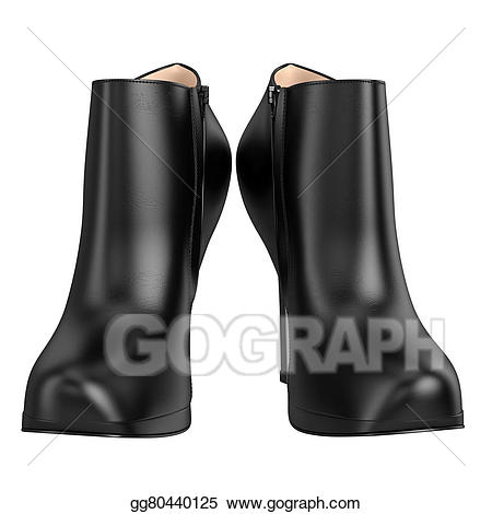 Drawing black boots front. Boot clipart leather boot