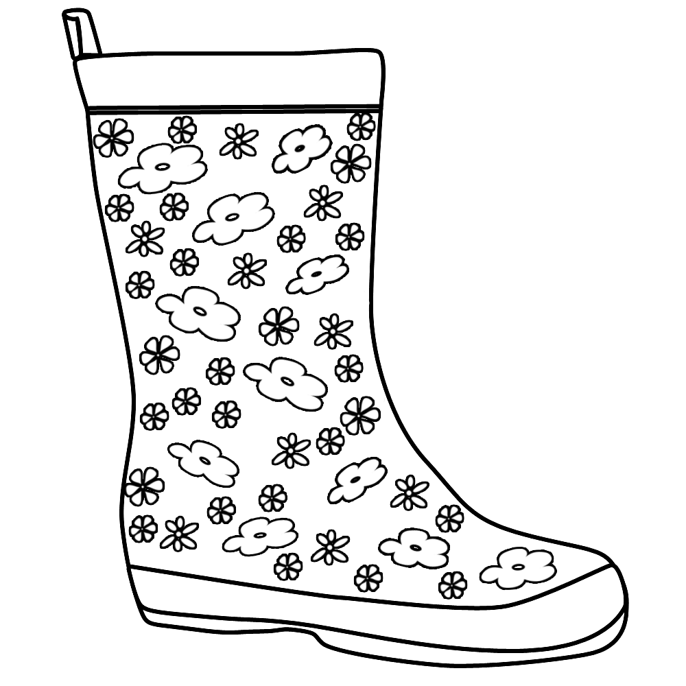 Boot clipart spring. Rain boots coloring page