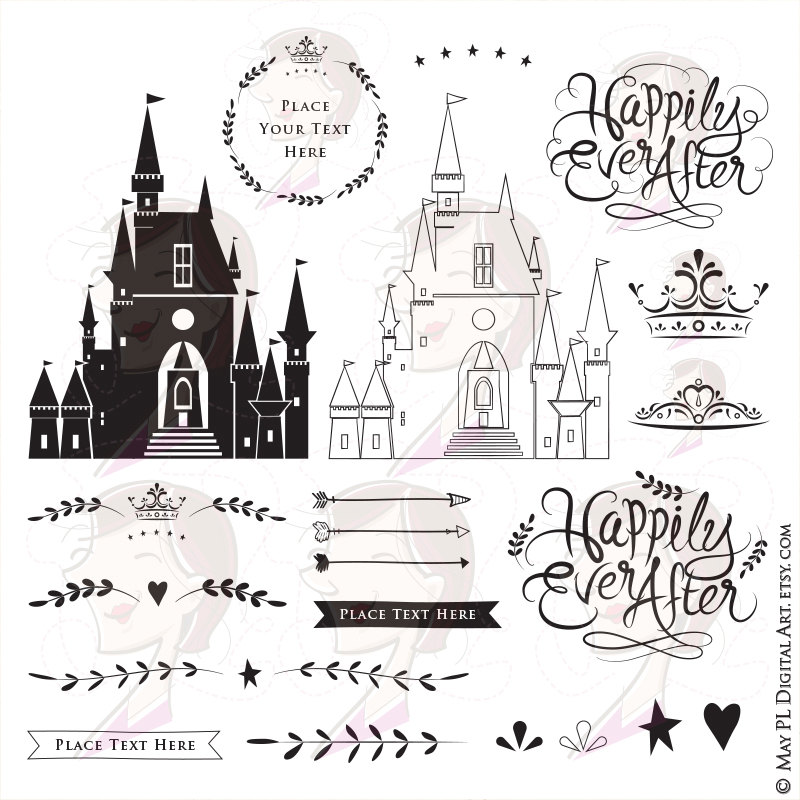 Borders clipart castle. Fairytale wedding diy invitations