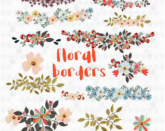 Floral border with digital. Borders clipart flower
