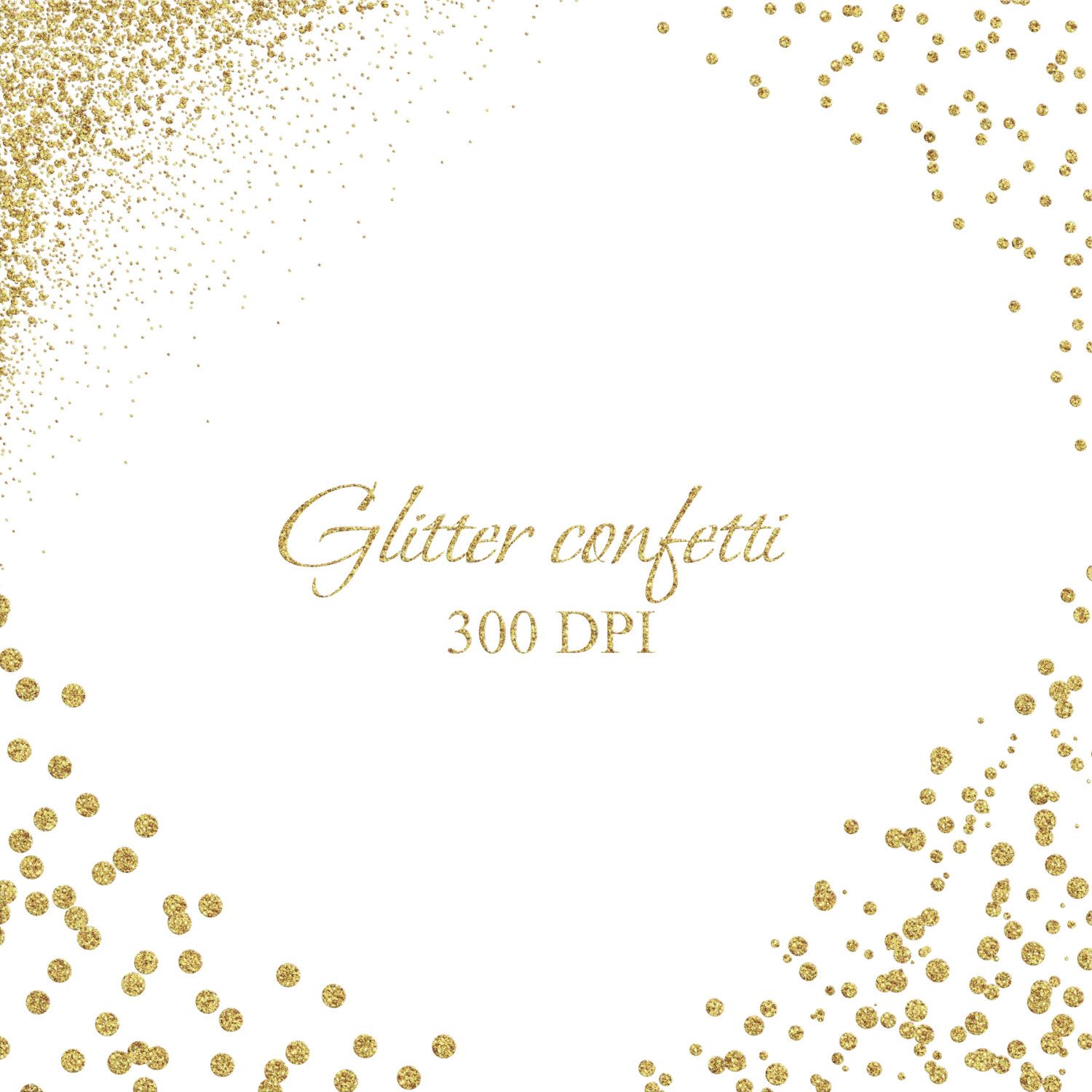 Confetti clipart corner. Glitter overlay gold dust