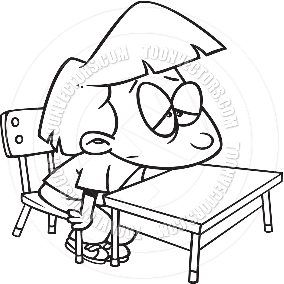 bored clipart black and white