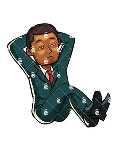 Bored clipart business man. A black brushing his