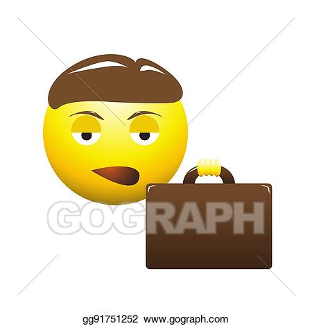 Clip art vector emoticon. Bored clipart business man