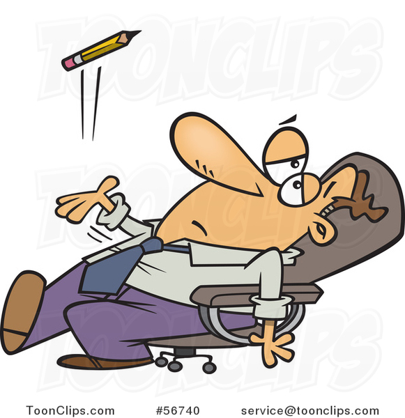 Cartoon white executive leaning. Bored clipart business man