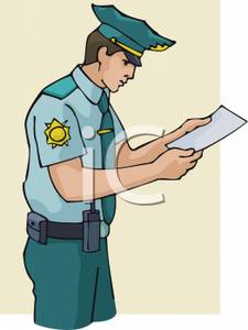 A police reading paper. Bored clipart government officer