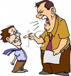 A boss yelling at. Fear clipart employee